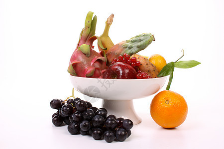 盘子上混合水果工作室食物生活肋骨橙子浆果香蕉作品蔬菜白色图片
