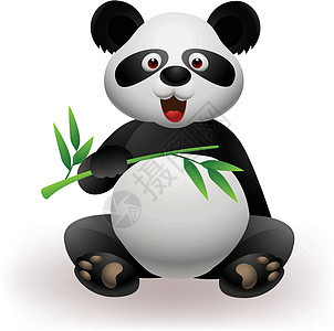 有趣的熊猫吃熊猫绘画童心吉祥物小吃漫画叶子小狗哺乳动物食物竹子图片
