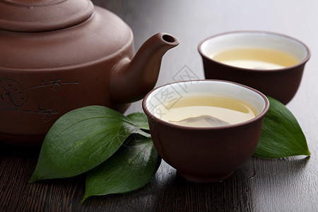 绿茶陶器杯子香气黏土茶壶文化饮料叶子芳香美食图片