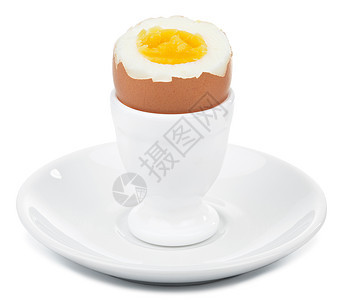 孤立的蛋杯煮鸡蛋杯子棕色圆形盘子营养白色食物美食黄色早餐图片