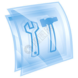 工具图标蓝色 在白色背景上孤立锤子建设者建造插图正方形玻璃网站青色按钮维修图片