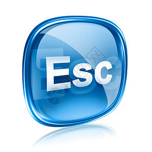 Esc 图标蓝色玻璃 在白色背景上隔离图片