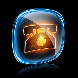 电话图标 nanon 在黑色背景上隔离互联网玻璃网站按钮听筒网页蓝色电脑棕色圆形图片