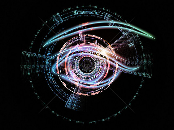 抽象技术眼黑色辉光虚拟现实手表眼睛瞳孔作品鸢尾花插图圆形图片