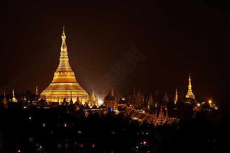 Shwedagon 塔寺宗教宝塔寺庙地标金子精神佛塔天空图片