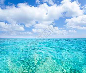蓝色天空下海的绿绿石海波纹假期地平线天堂海浪液体水线宏观海洋地标图片