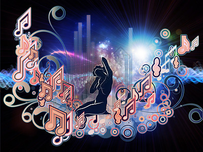 音乐王国音乐会笔记墙纸漩涡插图作品舞蹈蓝色女孩歌曲图片