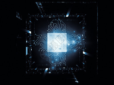 概念处理器几何学正方形网格进步计算网络信号蓝色插图理器图片