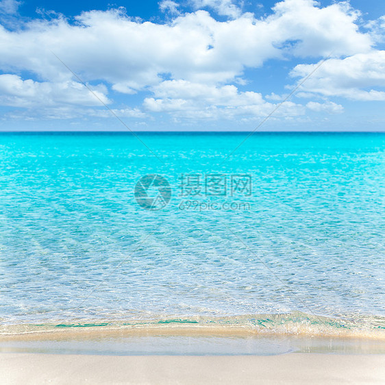 热带热带沙滩 有白沙和绿松石瓦特蓝色岛屿波纹场景晴天假期阳光天堂水晶旅行图片
