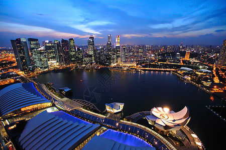 新加坡夜间城市风景交换天空港口商业景观摩天大楼场景血管旅游生活图片