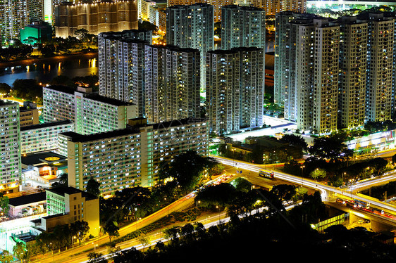 晚上在市中心的香港办公室城市玻璃石头码头天际场景顶峰建筑旅行图片