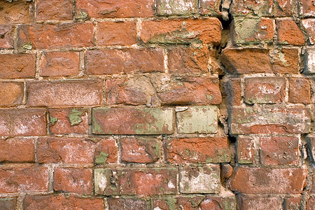 红砖的旧墙黏土斑点橙子城市石墙积木建筑水平风化棕色图片