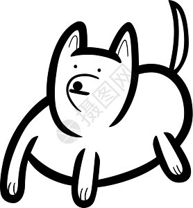 彩色用狗的卡通涂鸦卡通片小狗漫画吉祥物快乐草图白色染色插图绘画图片