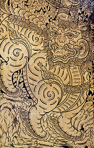 传统泰国风格的绘画艺术金属装饰金子文化叶子墙纸佛教徒装饰品寺庙建筑学图片