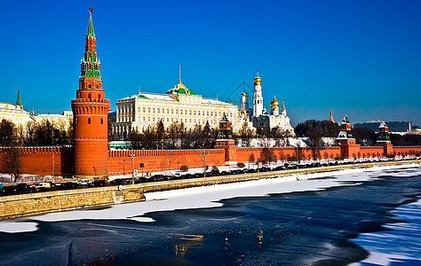 莫斯科克里姆林宫教会正方形蓝色旅游建筑学建筑大教堂宗教天空金子图片