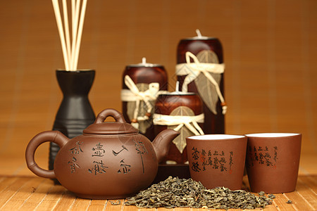 中国茶杯子液体文化咖啡店陶器竹子仪式饮料茶壶叶子图片