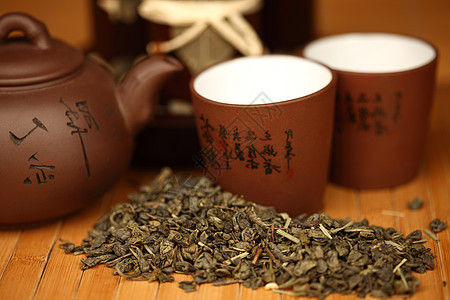 中国茶植物仪式传统早餐茶壶文化陶器杯子食物宏观图片