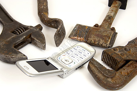 工具和电话工作工艺细胞调子数字展示便利手机扳手维修图片