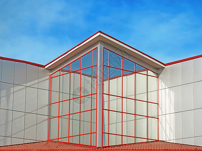 现代建筑天空建筑学技术办公室反射蓝色商业红色立方体市中心图片