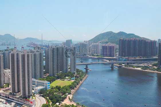 香港现代城市建筑学海洋天际商业旅行顶峰办公室蓝色市中心摩天大楼图片