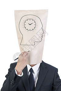 商务人士封面头写作草图盖头时间棕色绘画白色领带男性成人图片