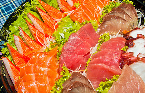 生鱼柠檬文化圆度沙拉橙子美味午餐海苔寿司食物图片