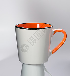 白色背景上孤立的茶杯时间陶瓷反射杯子咖啡咖啡杯阴影制品餐具图片