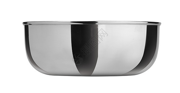 白底不锈钢的碗杯烹饪用具厨房食物白色金属合金盆地平底锅图片