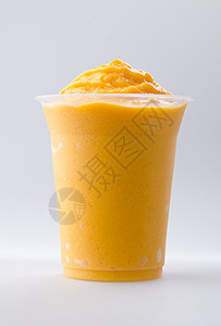 芒果酸奶 牛奶奶昔 孤立在白色上奶制品营养酸奶香草奶油活力玻璃菜单水果甜点图片