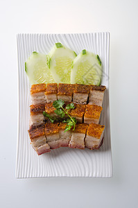 猪肉BBQ猪肉和大米鸡肉营养食物食谱午餐用餐美食盘子照片菜单蔬菜图片