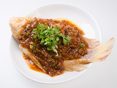 蒸鱼中国风格香料食物钓鱼洋葱烹饪鱼片鲳鱼道具大豆市场图片