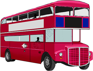 红双层公交车乡愁红色民众运输公共汽车车辆白色教练综合英语图片