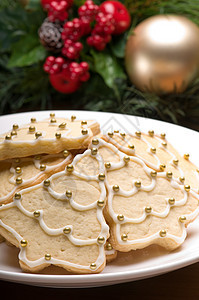 节庆时装饰的饼干面包红色食物糖果棕色盛宴味道小吃星星黄色图片