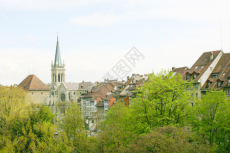 瑞士伯尔尼 美丽的老城 著名的大教堂的东风图片