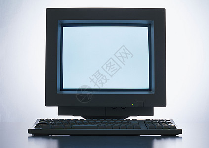电脑计算机工学复兴设备褐色键盘鼠标空白沟通白色电脑显示器图片