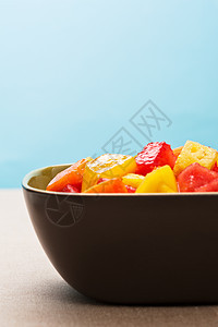 一碗混合热带水果沙拉维生素营养食物早餐宏观盘子午餐西瓜甜点种子图片