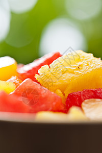 一碗混合热带水果沙拉宏观小吃种子维生素盘子营养西瓜食物甜点早餐图片