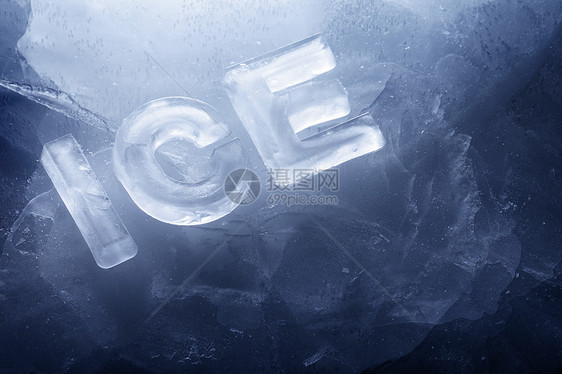 冰雪刻字字母冻结静物图片