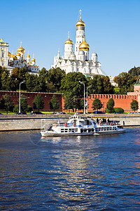 莫斯科克里姆林宫大教堂金子教会旅游旅行蓝色城市天空建筑圆顶图片
