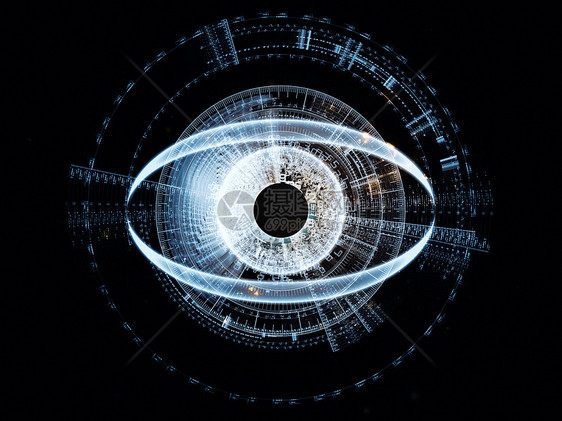 抽象技术眼手表鸢尾花中心作品黑色辉光墙纸圆圈虚拟现实插图图片