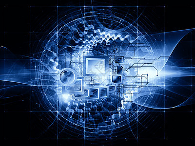 信息宇宙插图齿轮墙纸生产黑色蓝色网络技术图片