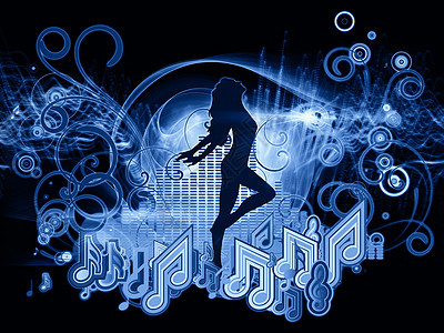 音乐的内在生活歌曲蓝色墙纸漩涡舞蹈笔记插图女孩音乐会作品图片