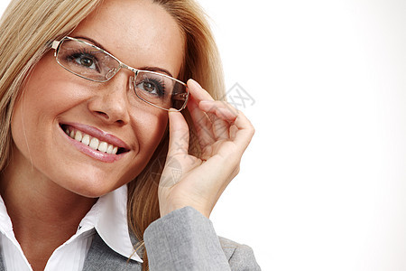 戴眼镜的女商务人士肤色金发生意皮肤青少年成人喜悦青年眼镜快乐图片
