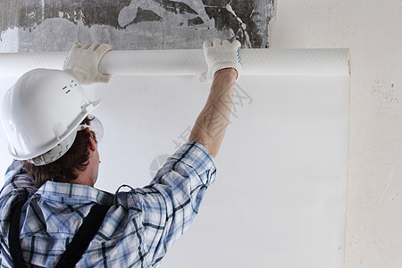 附加壁纸房子劳动男人男性胶水修理工工具改造建筑装修图片