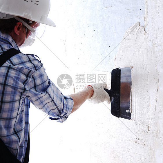 坐标对齐墙壁地面刀刃工人维修房子男人建造材料精加工装修图片