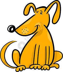 笑狗的卡通涂鸦草图犬类快乐黄色宠物小狗绘画吉祥物剪贴漫画图片