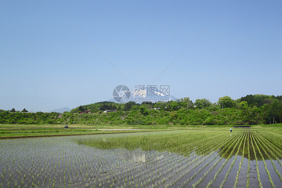 伊瓦特山和牧区景观村庄蓝色场地天空绿色国家田园农场蓝天图片