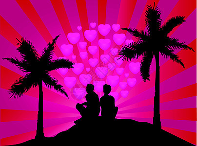 浪漫情侣幸福日落阴影订婚天空月亮阳光墙纸婚姻蜜月图片