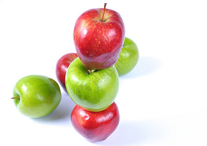 红苹果和绿苹果营养食物收成小吃果汁团体饮食叶子农业图片