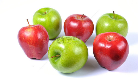 红苹果和绿苹果收成饮食小吃营养果汁叶子农业团体食物图片